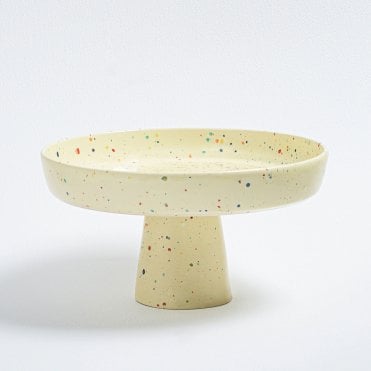 28cm Yellow Splatter Ceramic Cake Stand 