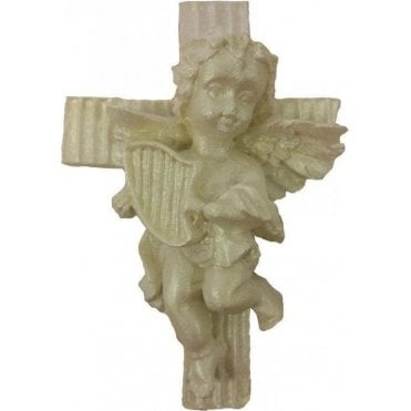 Angel Playing Harp on Cross - Highly Detailed Silicone Cake Decorating Mould