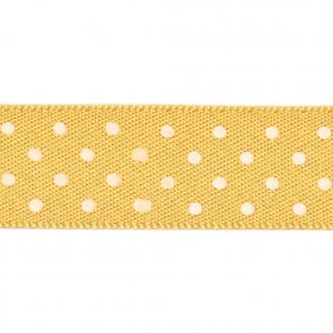 Gold No.37 with White Micro Polka Dots - Double Faced Cake Satin Ribbon