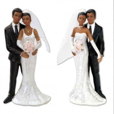 Black Bride & Groom Standing Cake Topper 2 Assorted H.130mm - 4 per pack