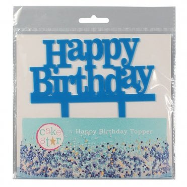 Blue 'Happy Birthday' Cake Topper