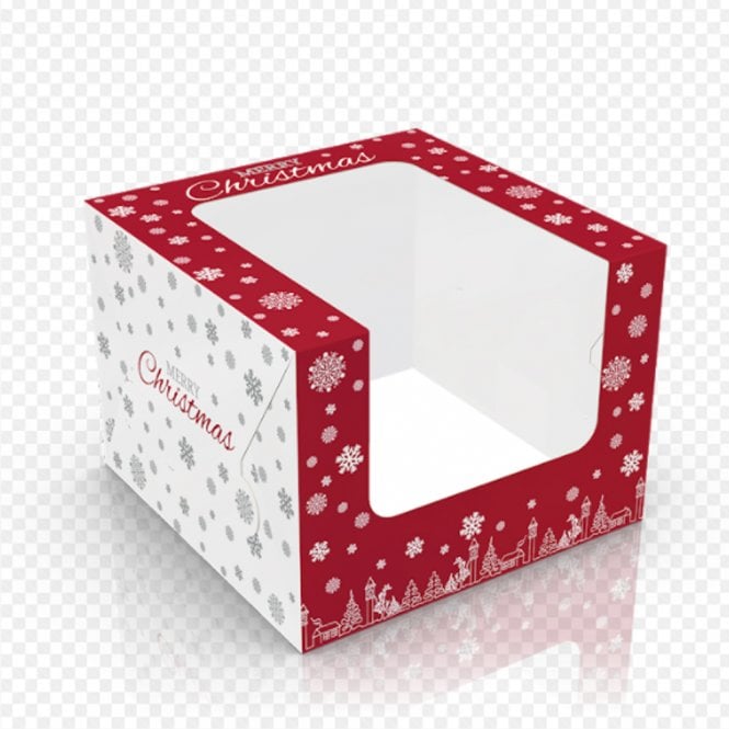 Cake Craft Company Premium Christmas Design 4 cupcake Cases With Top Window Box With Insert - 170 x 170 x 75mm - Pack Of 25