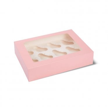 CANDY PINK Premium Cupcake Boxes - Holds 12