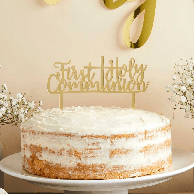 Club Green First Holy Communion, Gold Mirror Acrylic Cake Topper
