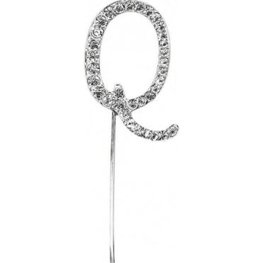 Letter Q - Diamante Pick Cake Topper