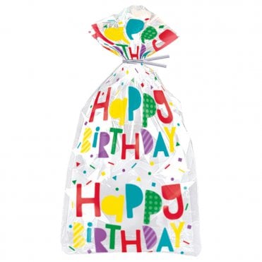 Colorful Happy Birthday Cello Bags - Pack of 20