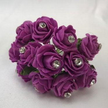 Mini Tea Rose Magenta with a Diamante