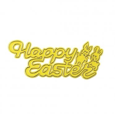 Happy Easter Plastic Motto 75mm 3pcs