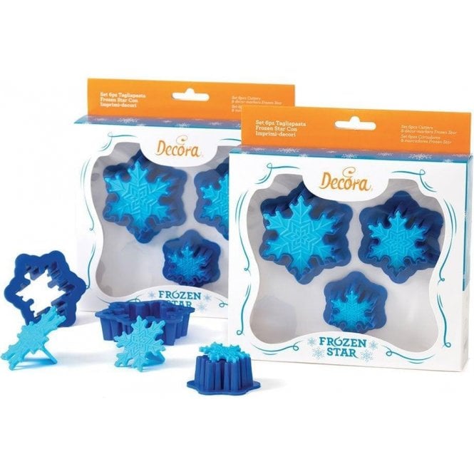 Decora Frozen Star Snowflake Cutter with Textured Embossing Effect - Set of 6 pieces