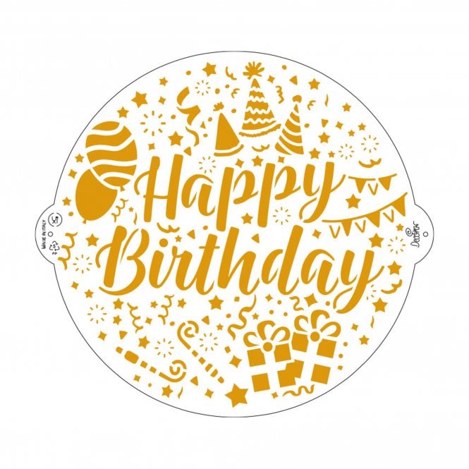 Decora Happy Birthday Stencil 25 cm