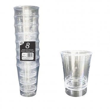 60ml (2oz) Round Plastic Dessert Cups - 8 Pieces