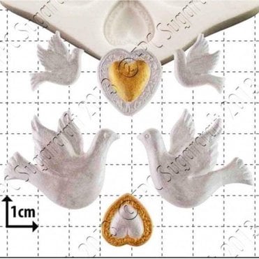 Doves & Hearts - Cake Decorating Silicone Mould