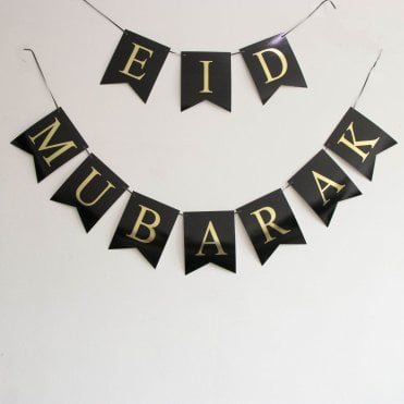 Eid Mubarak Gold Foil Flag Banner (16 x 20cm)