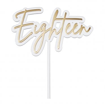 Eighteen - Clear/Gold Double Layer Cake Decorating Topper