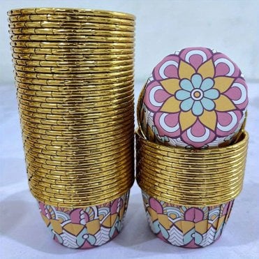 Electric Ember Round Foil Cupcake Liners (5 x 3.9cm) - Pack of 50