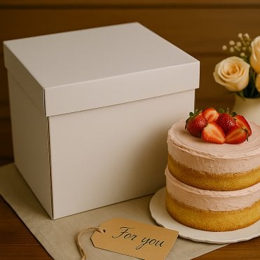 Extra Secure Signature Square Luxe Heavy-Duty White Cake Box - (6" Tall)