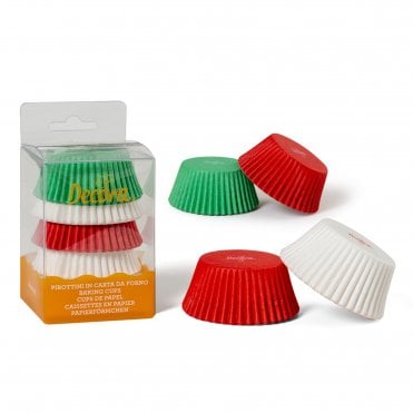 Festive White, Red & Green Baking Cups - Pack of 75