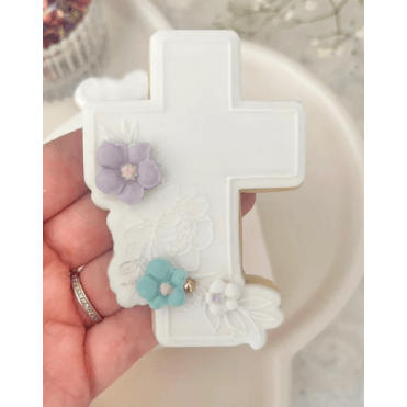 Floral cross Cookie Stamp and Cutter