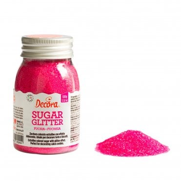 Glitter Sugar Cake Decorations - Fuchsia - 3.52oz / 100g