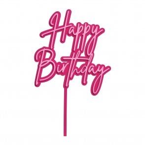 Happy Birthday - Hot Pink/Pink Double Layer Cake Decorating Topper