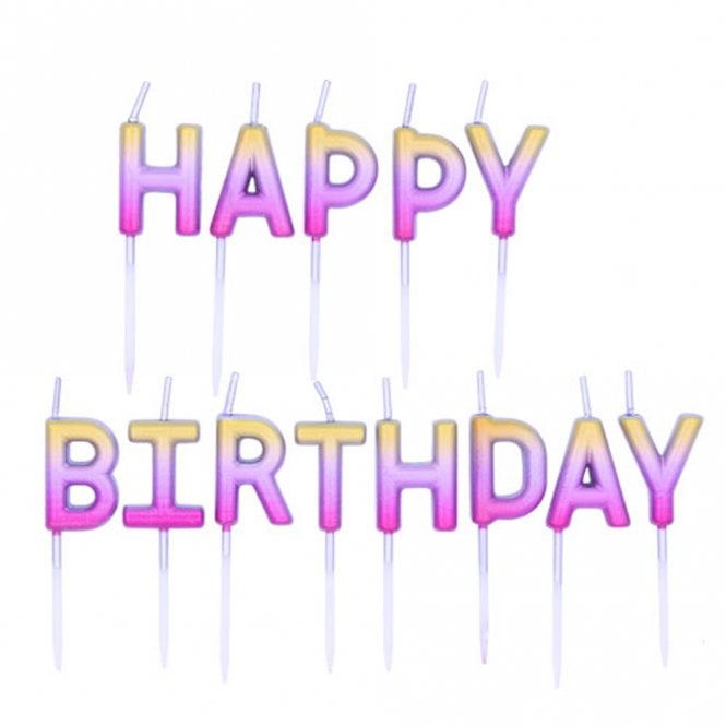 Happy Birthday Rose Gold Ombre Candles