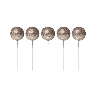 Champagne Sparkle Cake Decorating Sphere Ball Cake Topper (Pack Of 5)