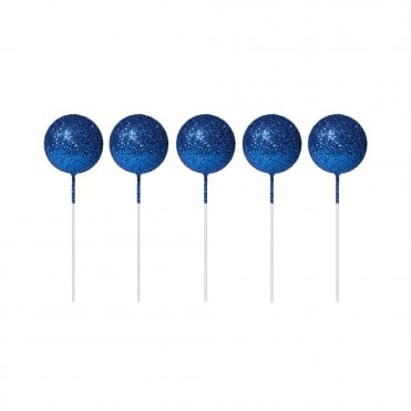 Dark Blue Sparkle Cake Decorating Sphere Ball Cake Topper (Pack Of 5)