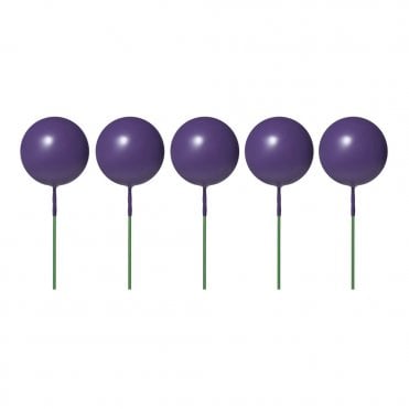 Dark Purple Smooth Sphere Ball Cake Decorating Toppers ( Pack Of 5)