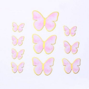 Hand Painted Pink Butterfly Cake Topper - Pack of 10