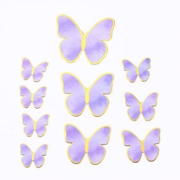 Hand Painted Purple Butterfly Cake Topper - Pack of 10