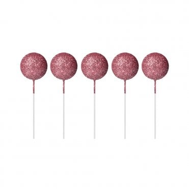 Rose Gold Sparkle Cake Decorating Sphere Ball Cake Topper (Pack Of 5)