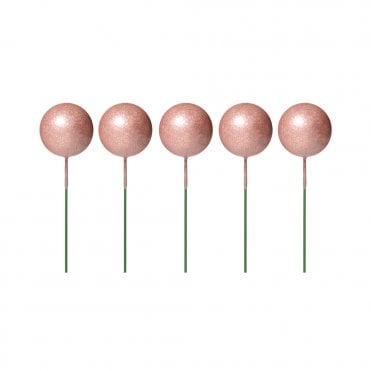 Rose Gold Sphere Ball Cake Decorating Toppers ( Pack Of 5)