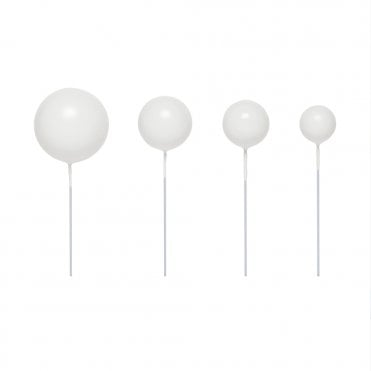 White - Sphere Ball Cake Decorating Toppers ( Pack Of 5)