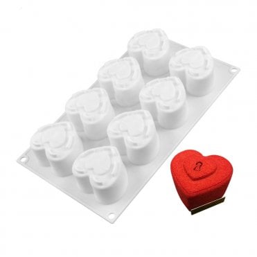 Heart Key Lock Silicone Mould - 8 Cavity