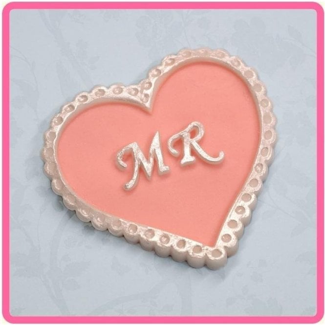 Katy Sue Designs 'MR' Heart Wedding - Cake Decorating Silicone Mould