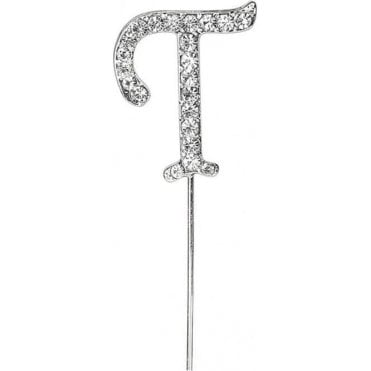Letter T - Diamante Pick Cake Topper