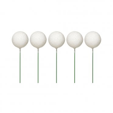 Metallic White Sparkle Foam Ball Cake Decorating Topper - ( Pack Of 5)