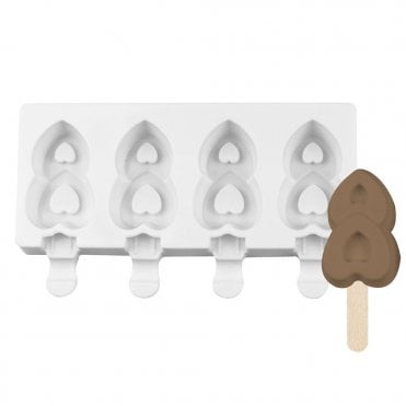 HEART DROP Cakesicle Ice Cream Silicone Mould - 4 Cavity