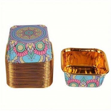 Paisley Paradise Square Foil Cupcake Liners (6.5 x 3.5cm) - Pack of 50