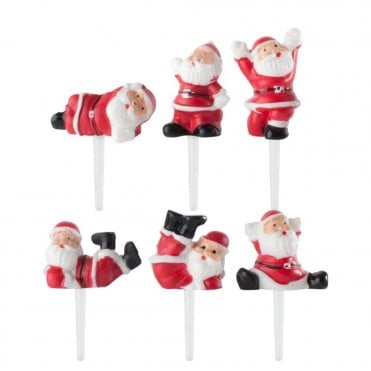 Plastic Assorted Santa's On Sticks - 30mm - Pack of 12
