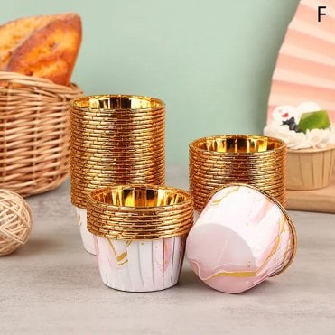 Rose Quartz Marble Round Foil Cupcake Liners (5 x 3.9cm) - Pack of 50