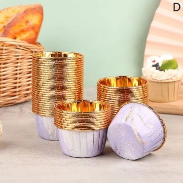 Royal Amethyst Marble Round Foil Cupcake Liners (5 x 3.9cm) - Pack of 50