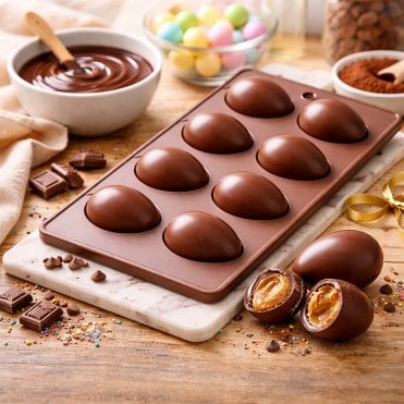 Silicone Easter Egg Baking & Chocolate Mould - 8 Cavity