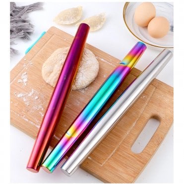 Stainless Steel Metallic Coloured Non-Stick Rolling Pin - 13"