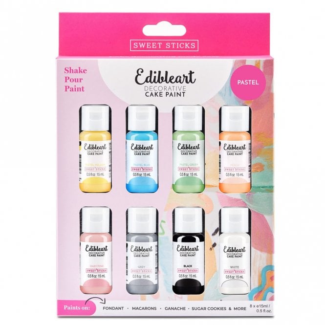 Sweet Sticks Edible Art Decorative Paint - Pastel Pack of 8 - Best Before 04/2023