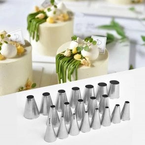 Ultimate Round Artisan Piping Tip Collection - Set of 16 (#24mm, #22mm, #20mm, #18mm, #17mm, #16mm, #15mm, #14mm, #13mm, #12mm, #11mm, #10mm, #9mm, #8mm, #7mm, #6mm)