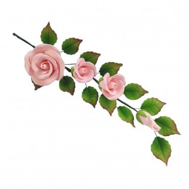 Whimsical Pink Rose & Rosebud Trail Edible Sugar Flowers