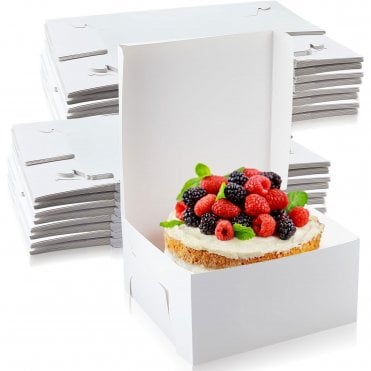 White Bakery Folding Cake Boxes - 3" Deep