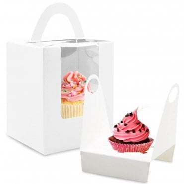 White Lantern Cupcake Box - Holds 1